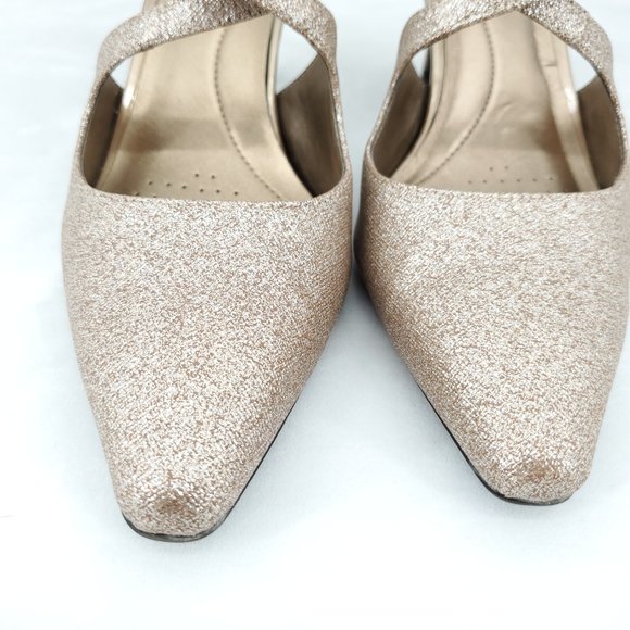 LifeStride Kalika Glittery Gold Pointed Toe Comfort Heel 7.5 Champagne Rose gold - Picture 9 of 10